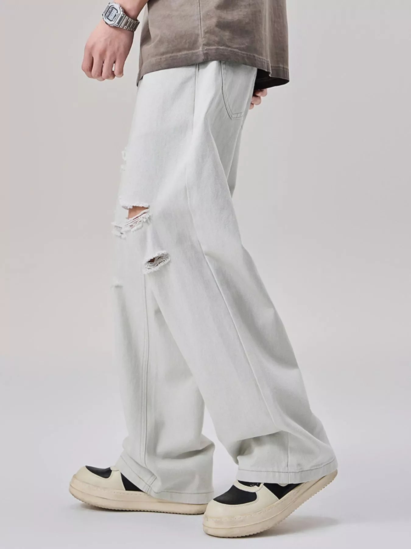 Men's Distressed Wide Leg Jeans