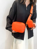 Chevron Quilted Crossbody Bag with Mini Pouch