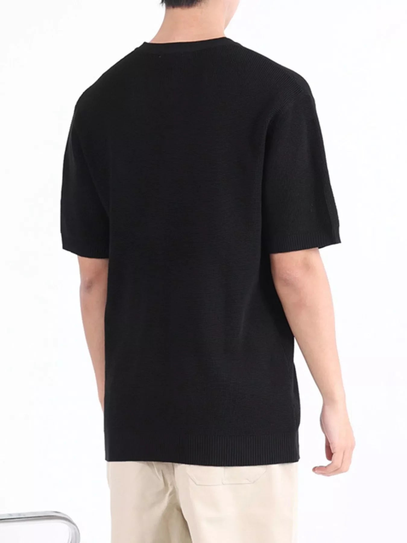 Men's Plus Size Textured Knit Henley T-Shirt