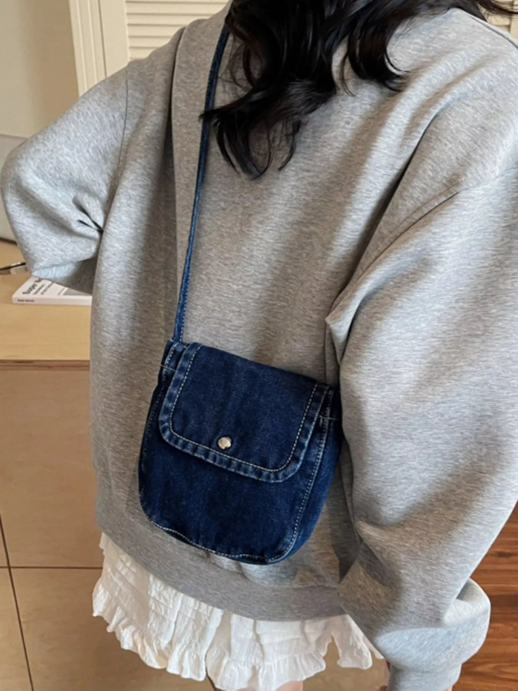 Denim Flap Crossbody Bag