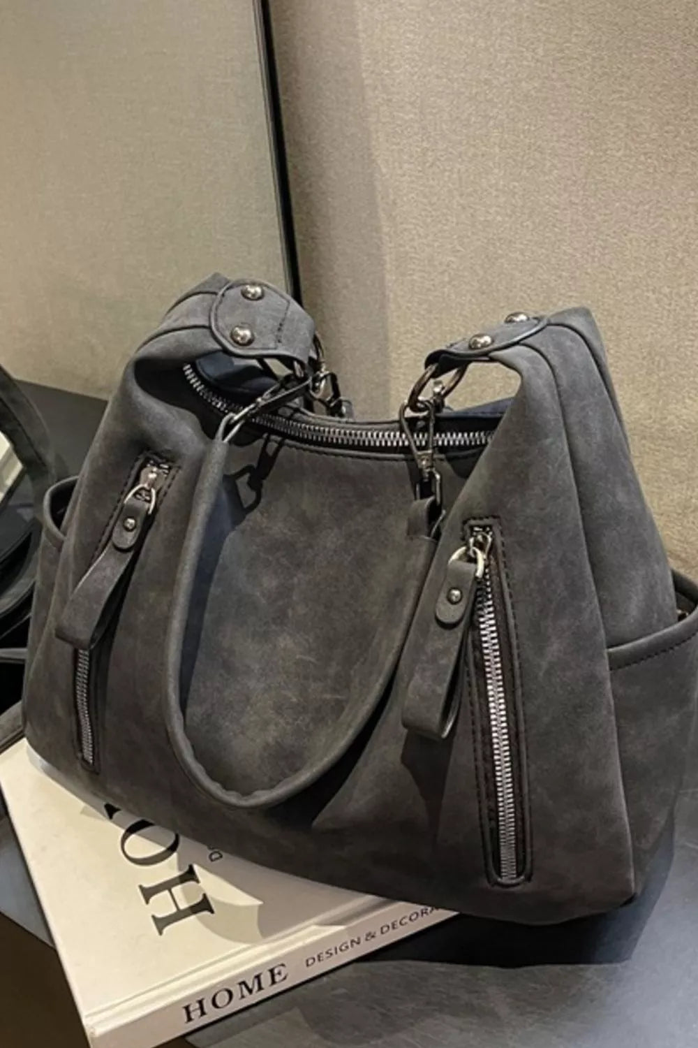 Zipper Details Adjustable Strap Crossbody Bag