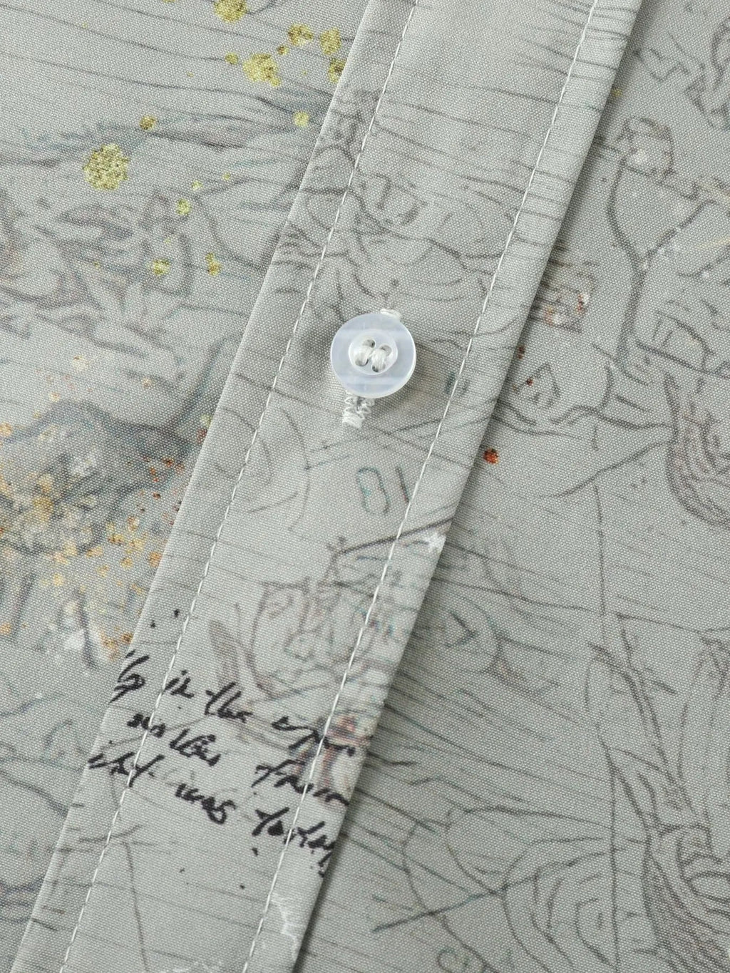 Men's Vintage Map Print Short Sleeve Button Down Shirt