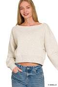 Zenana Fleece Boat-neck Sweatshirt
