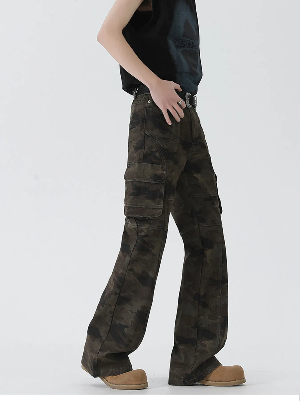 Men's Camo Cargo Flare Jeans