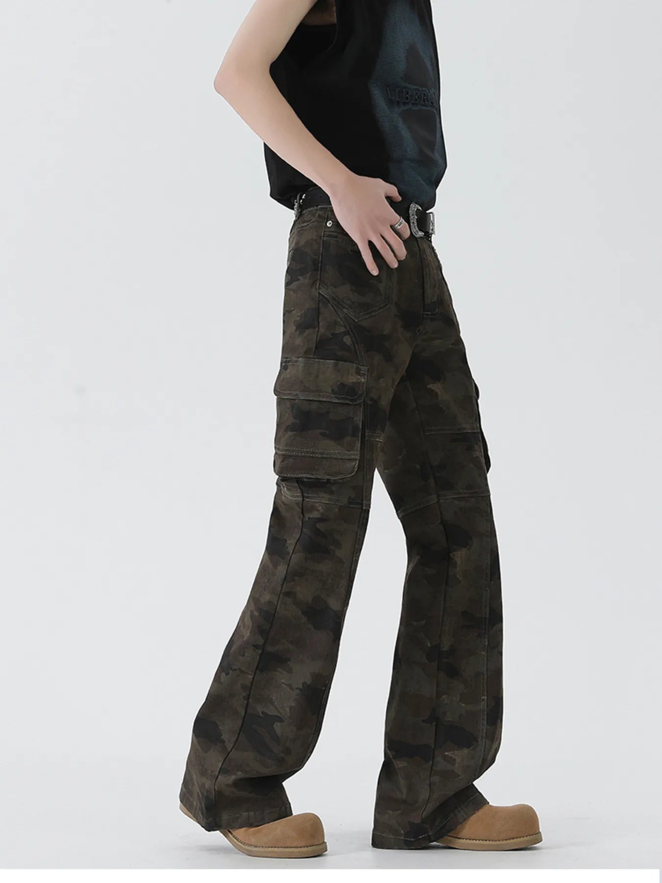 Men's Camo Cargo Flare Jeans