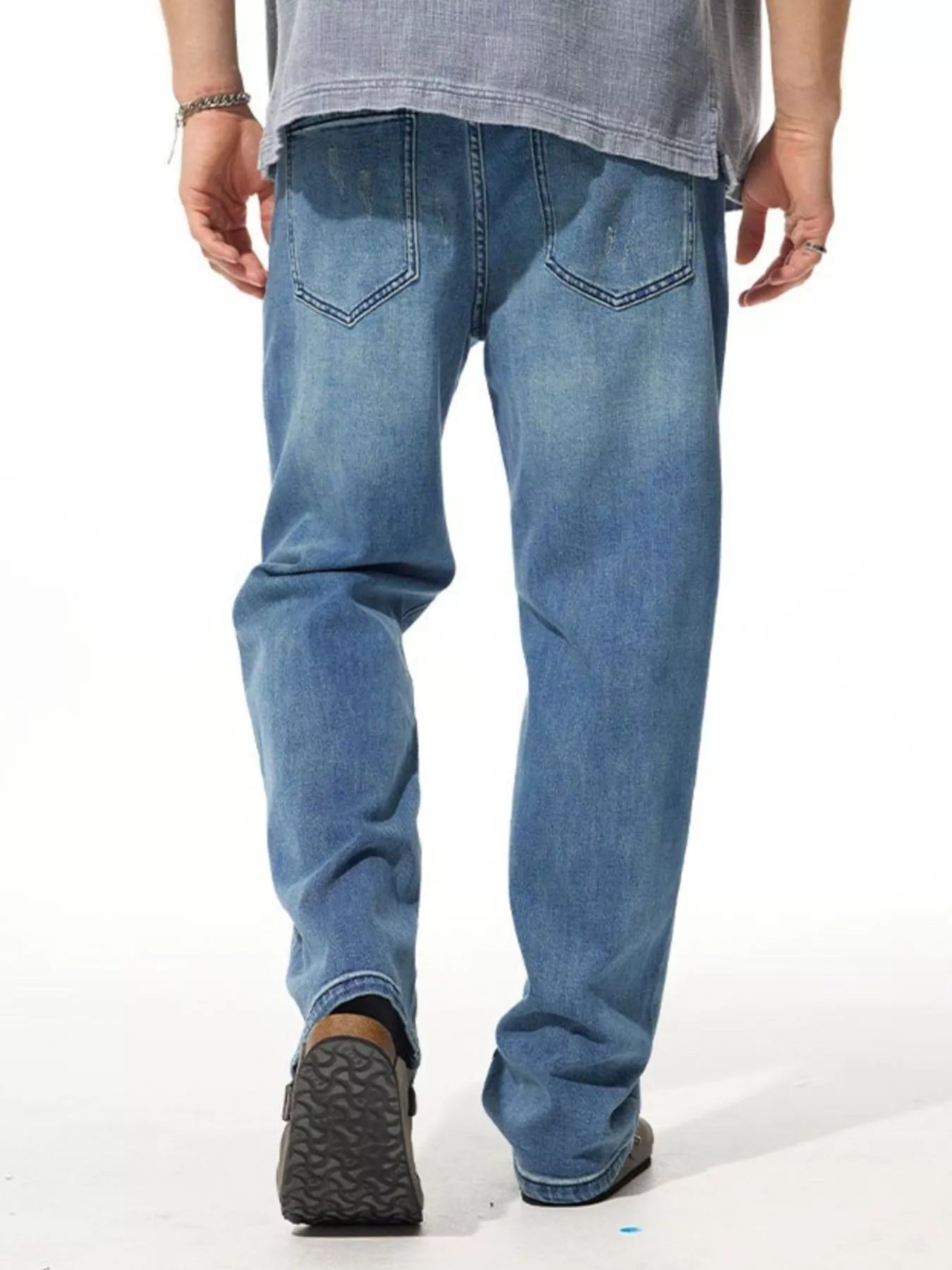 Men's Washed Wide Leg Jeans