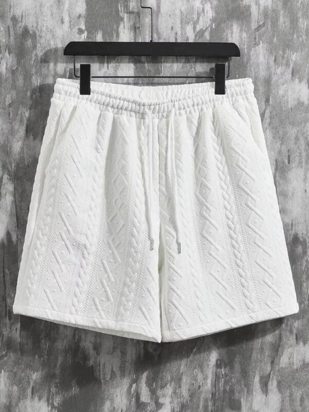 Men's Textured Knit Short Sleeve Polo & Shorts Set