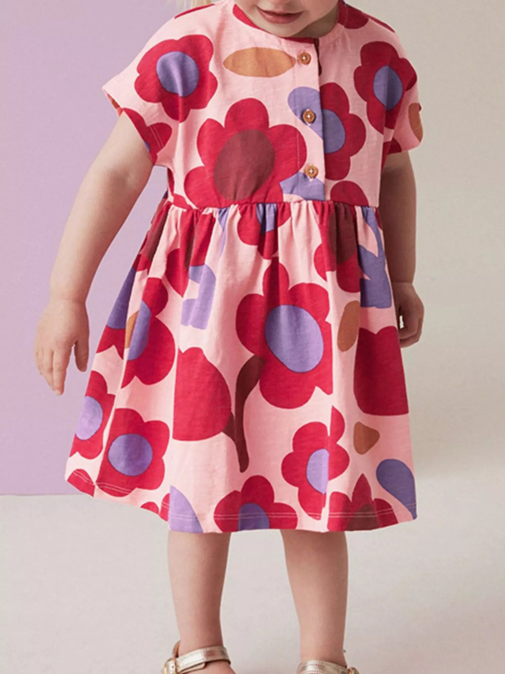 Children's Floral Print Short Sleeve Dress