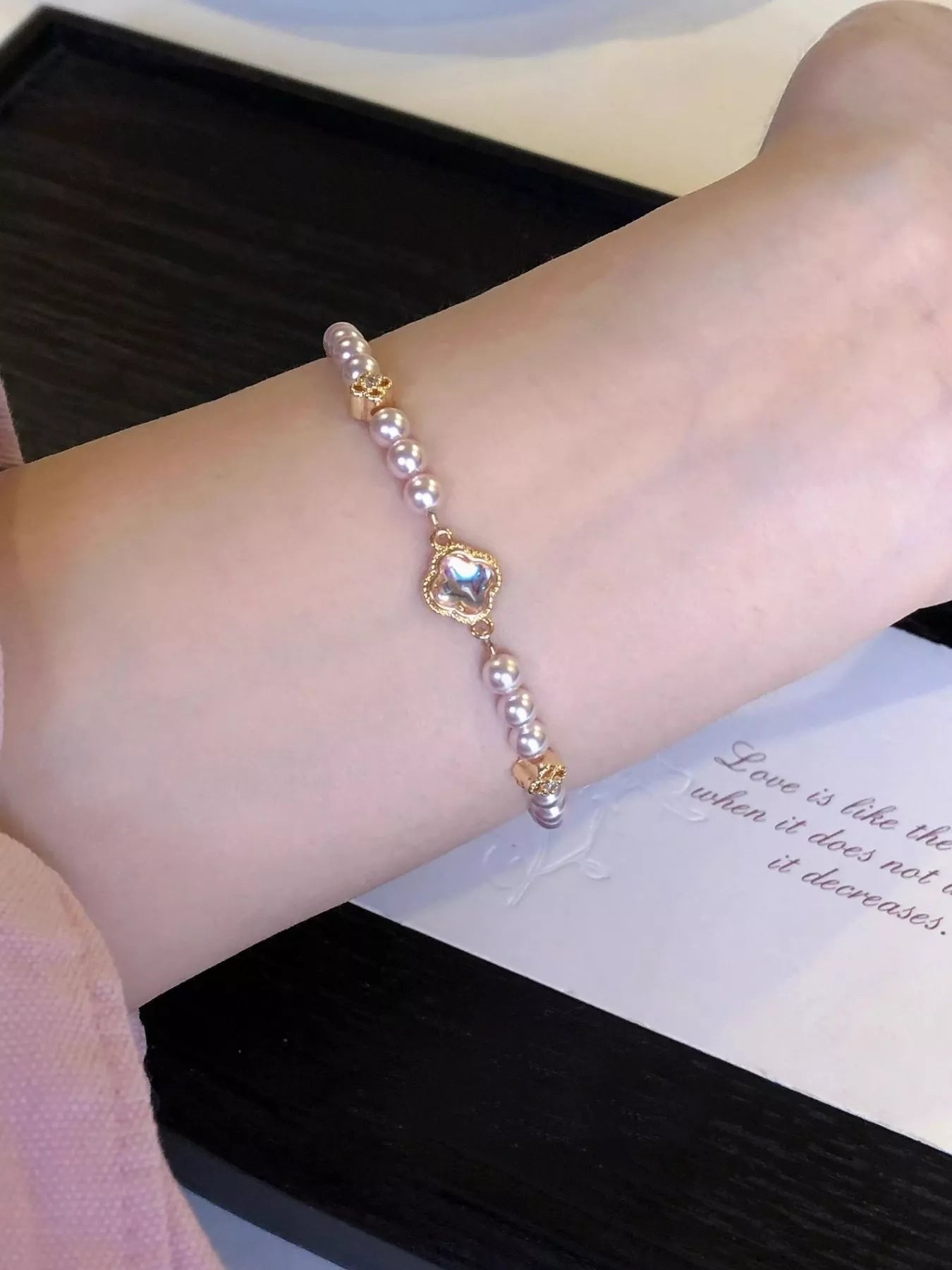 Pearl Clover Charm Bracelet
