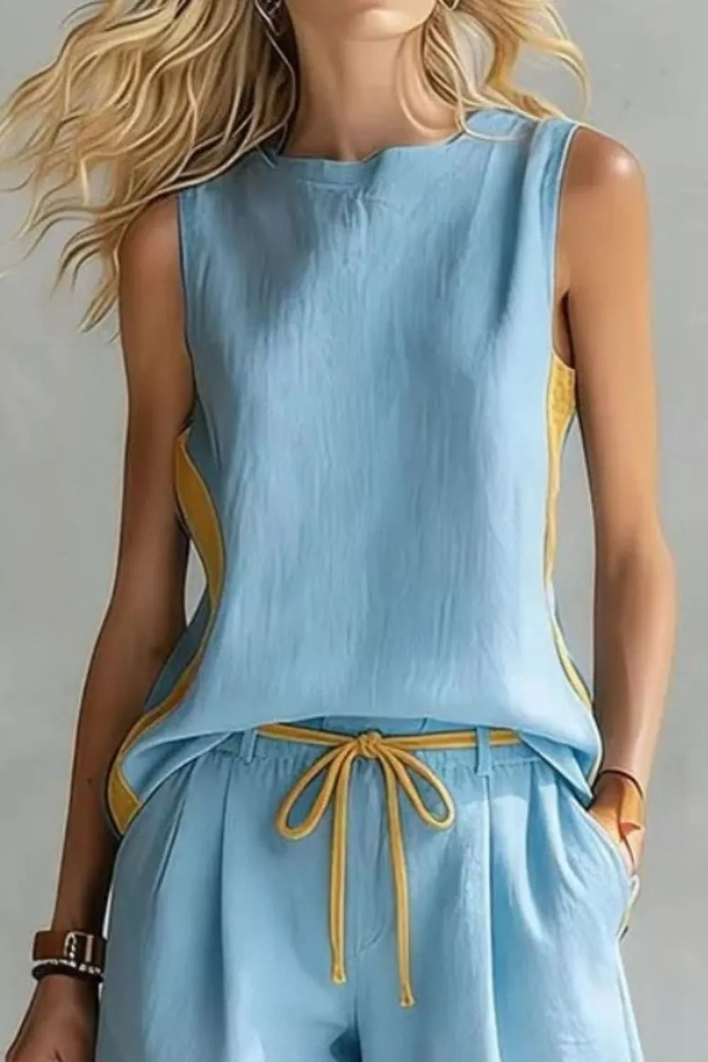Contrast Trim Tank and Shorts Set