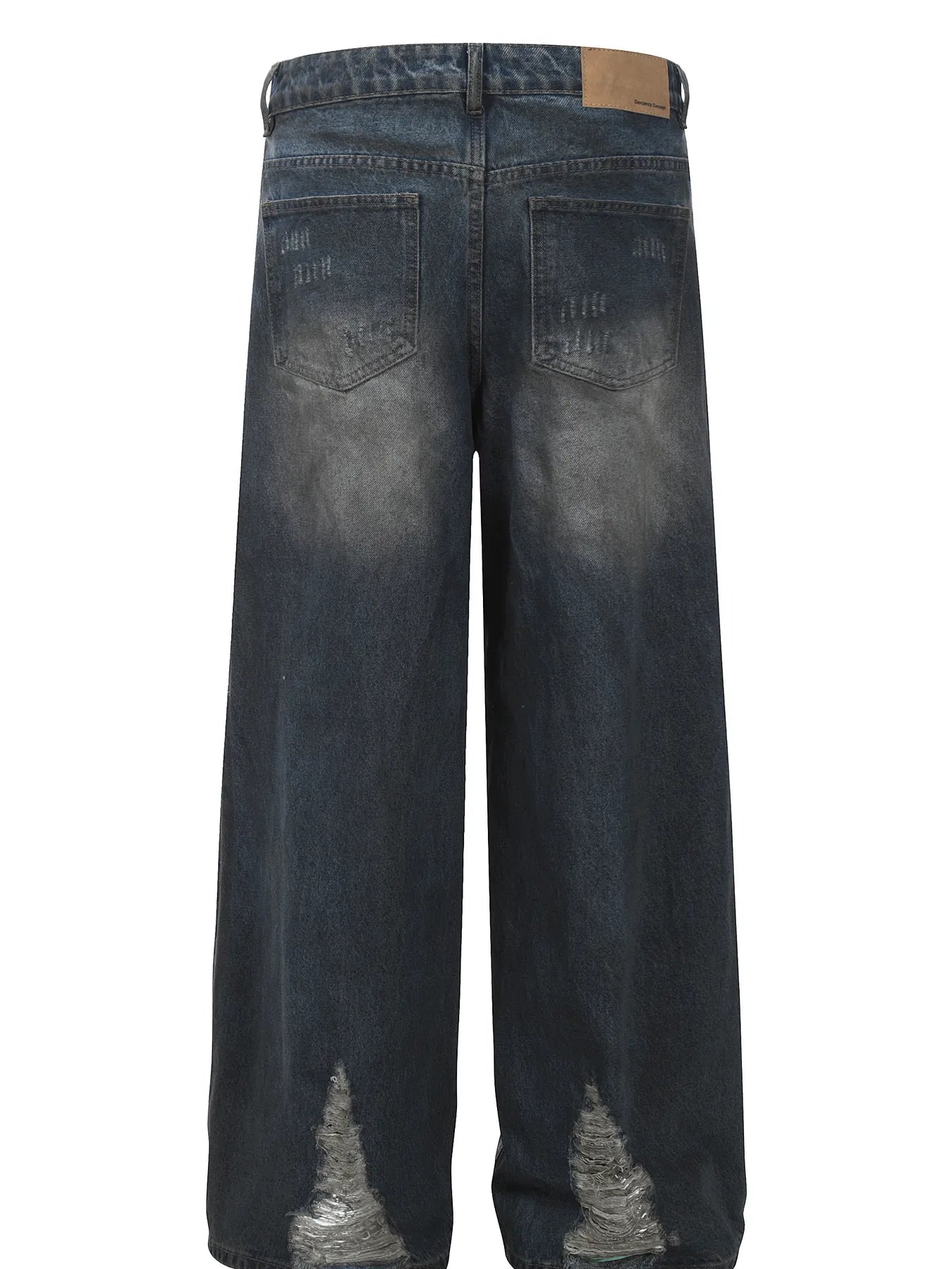 Men's Distressed Wide-Leg Wash Jeans