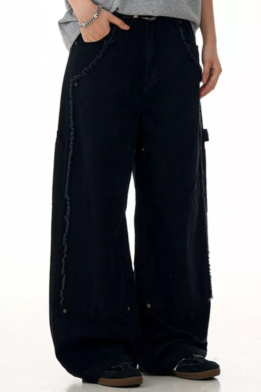 Men's Raw Hem Wide Leg Pants
