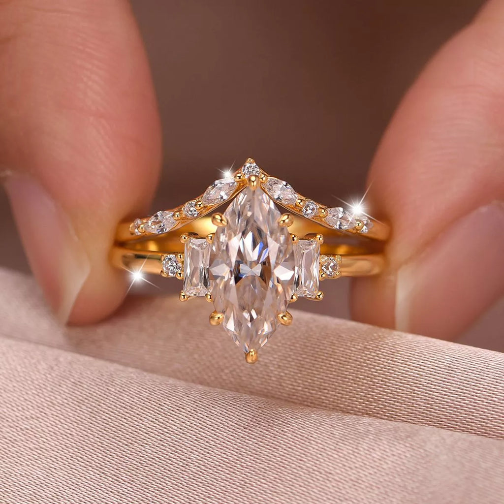 2 Carat Moissanite 925 Sterling Silver 2 Piece Ring