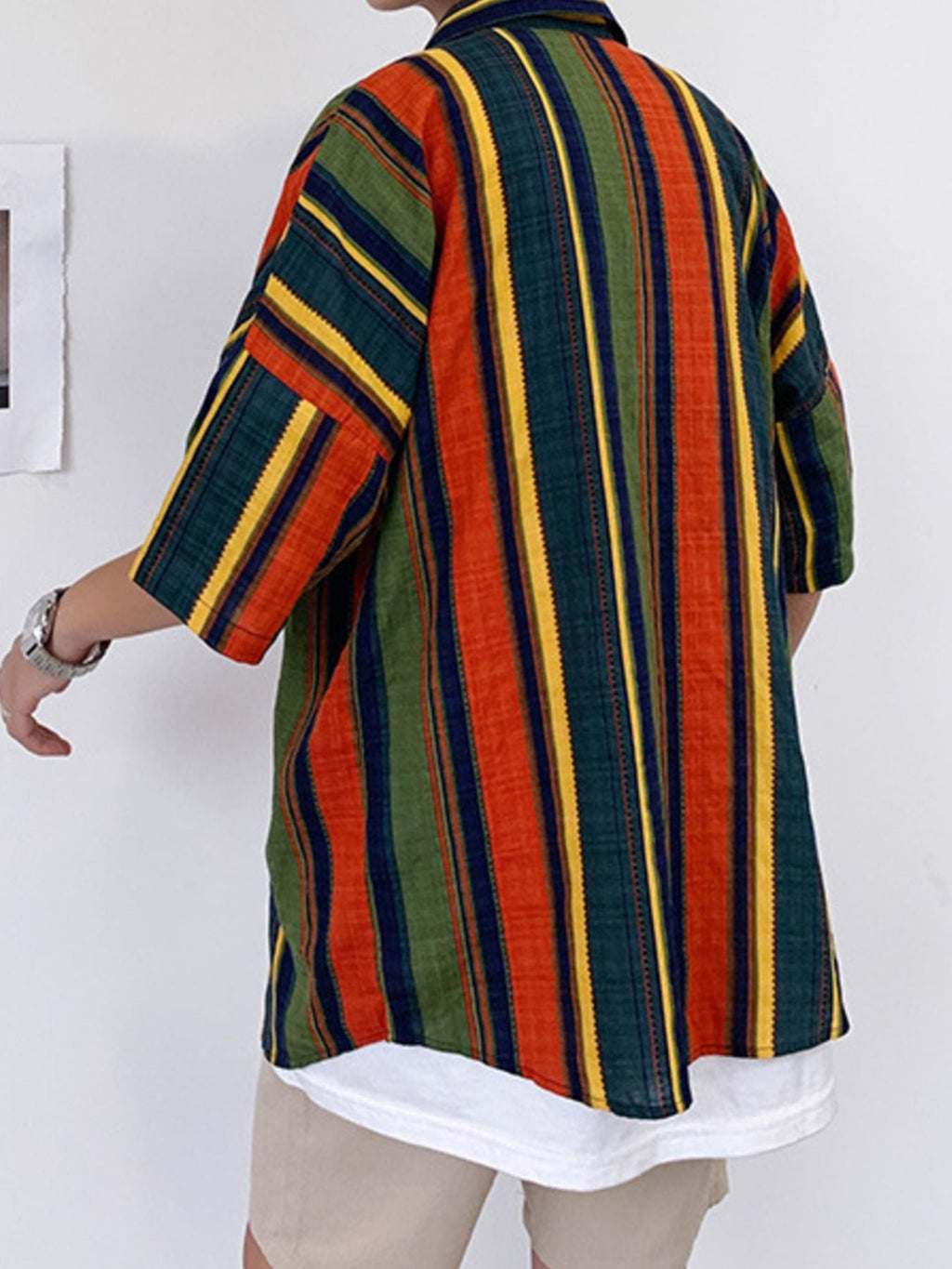 Men's Plus Size Striped Half Sleeve Shirt