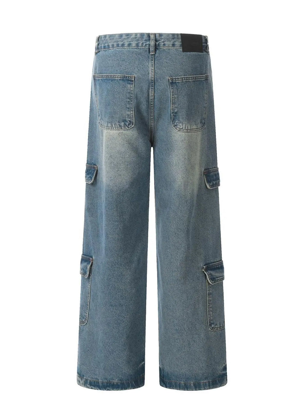 Men's Washed Multi-Pocket Cargo Jeans