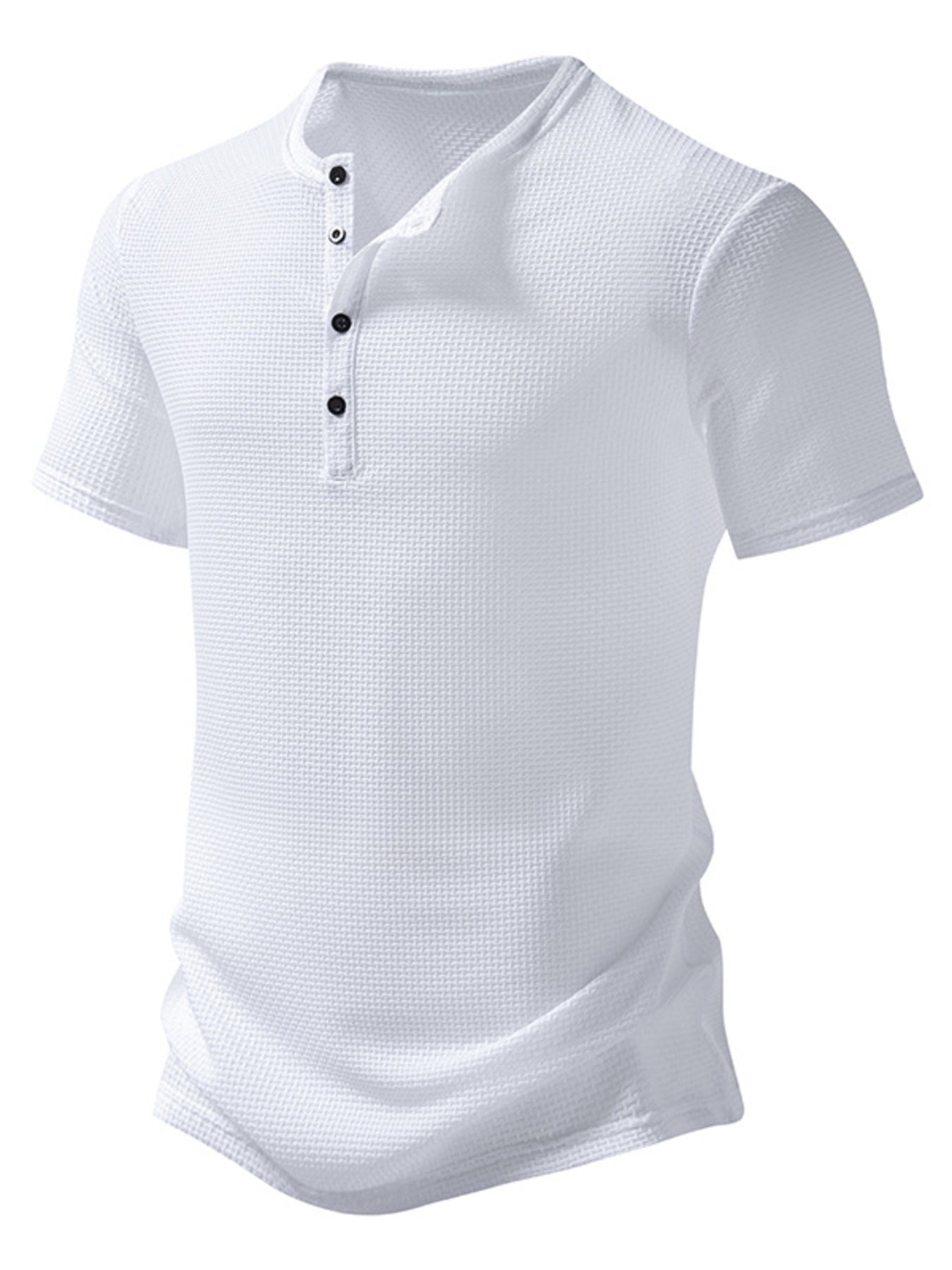 Men's Textured Henley Button Detail T-Shirt