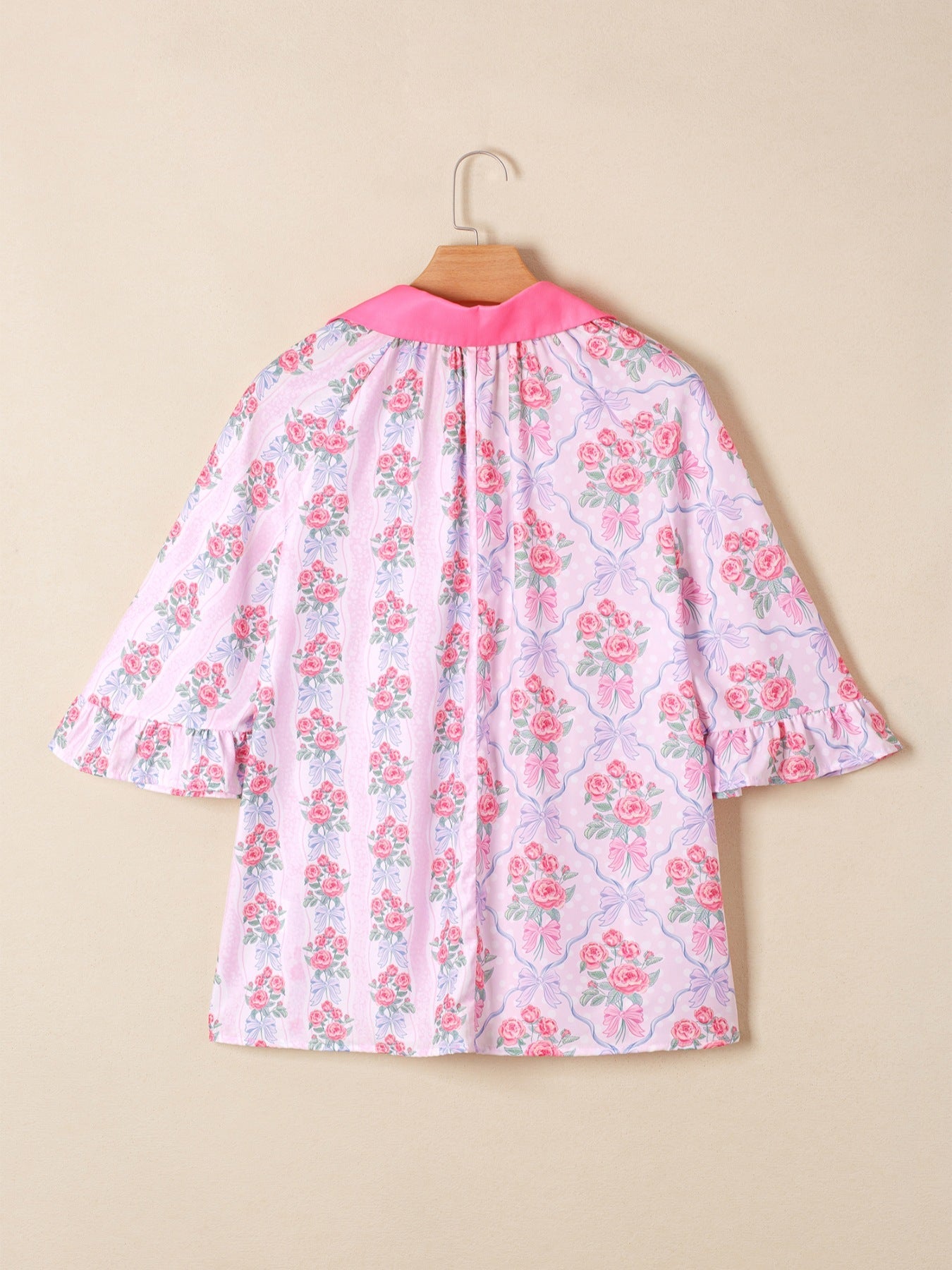 Floral Collared Ruffled Half Sleeve Shirt