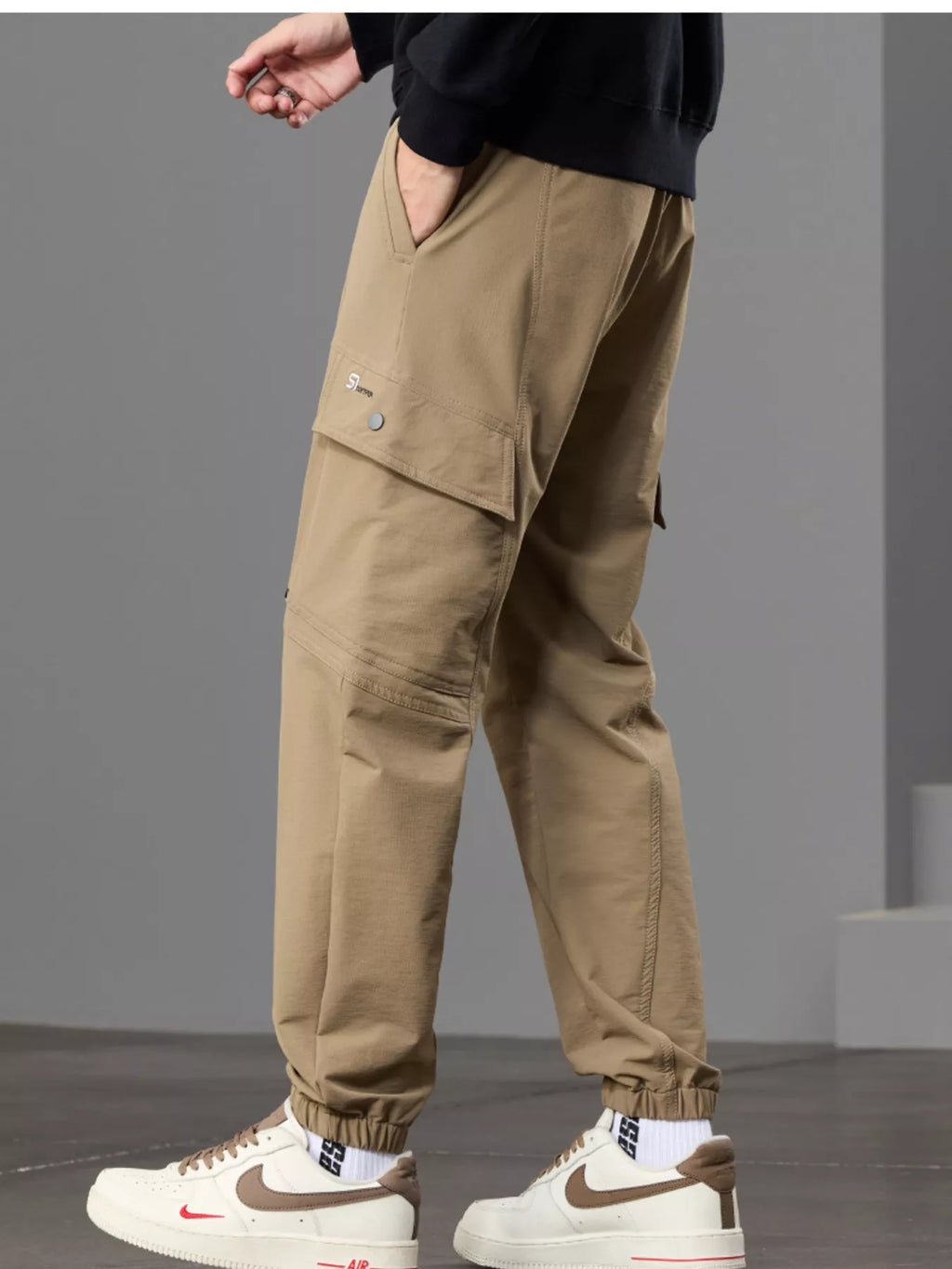 Men's Casual Cargo Pants with Drawstring Waist