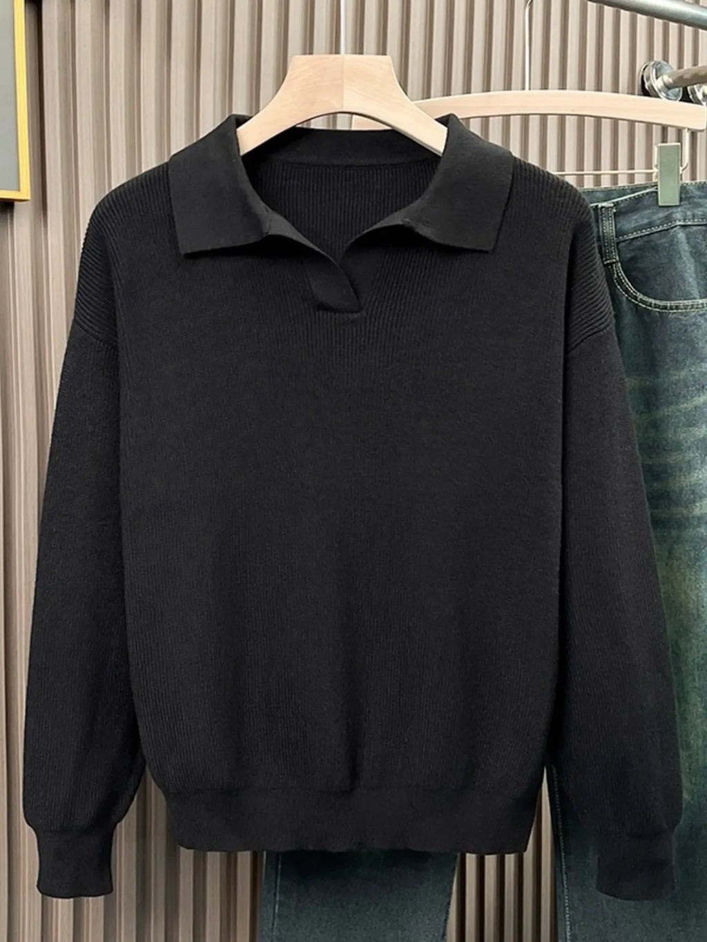 Men's Plus Size Classic Collar Knitted Sweater