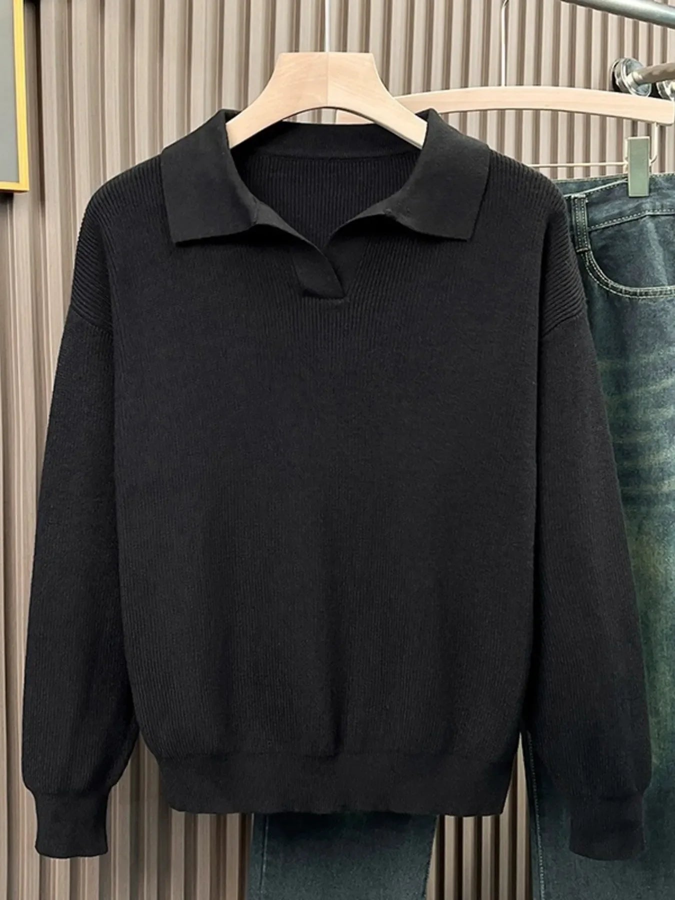 Men's Plus Size Classic Collar Knitted Sweater