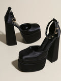 Platform High Heel Ankle Strap Pumps