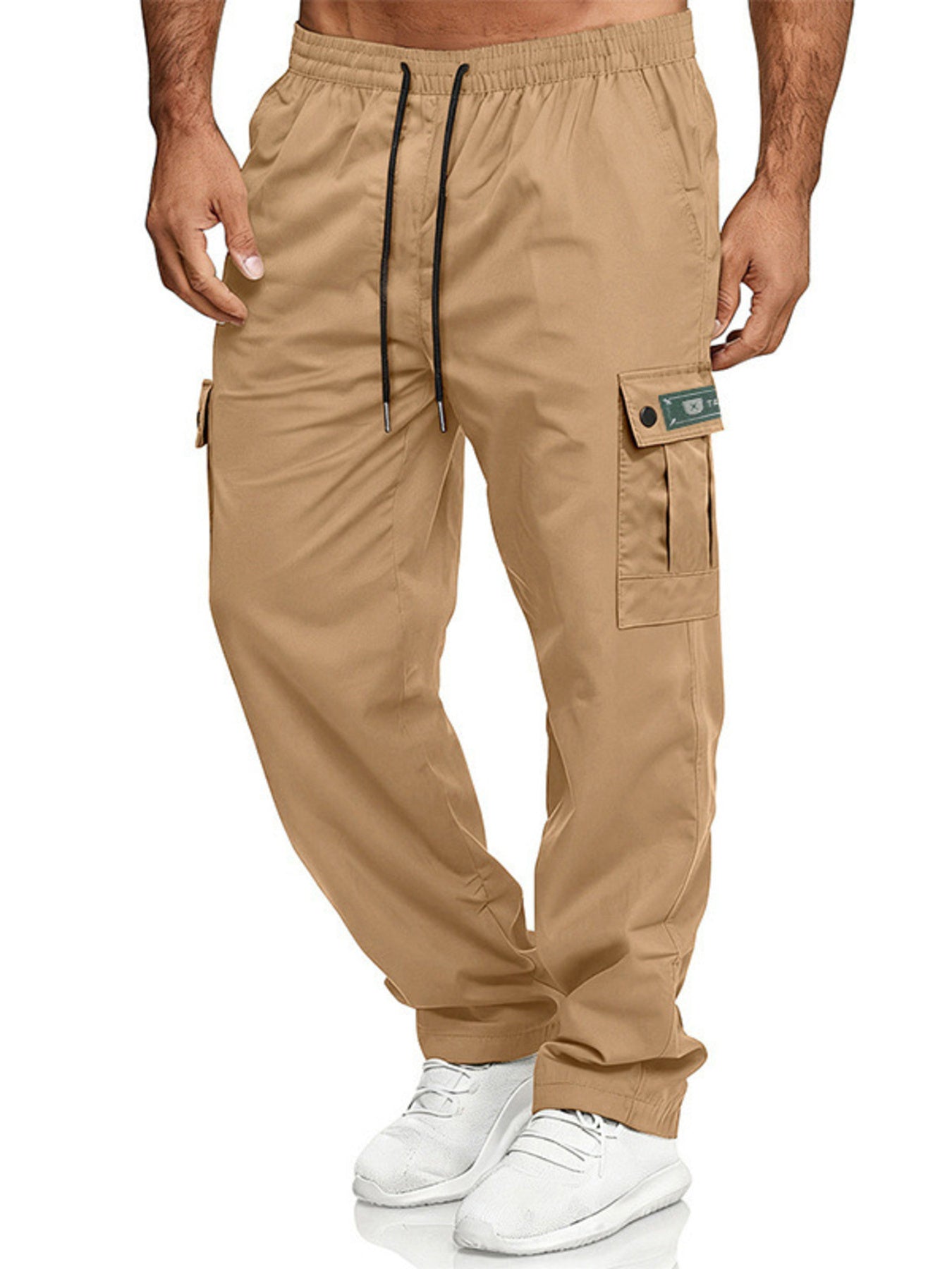 Men's Full Size Cargo Pants with Drawstring Waist Plus Size