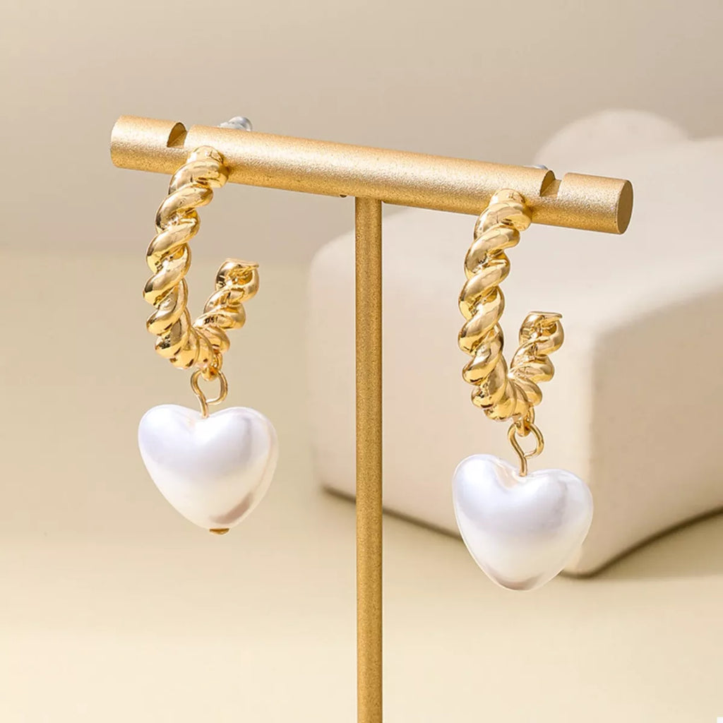 18K Gold-Plated C-Hoop Heart Earrings