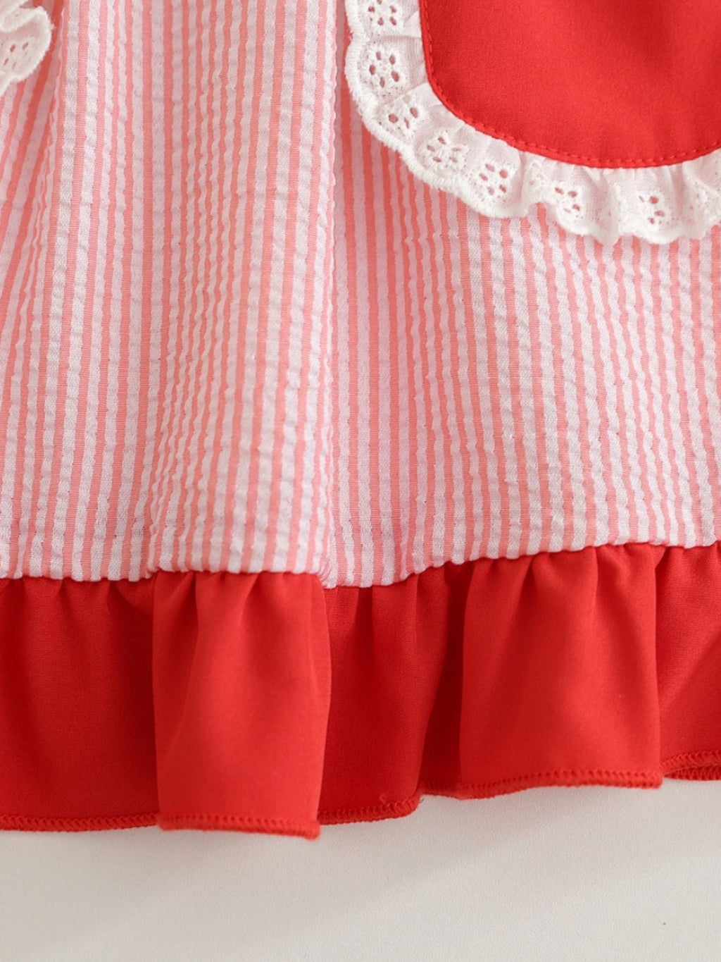 Children's Fruit Embroidered Striped Short Sleeve Dress