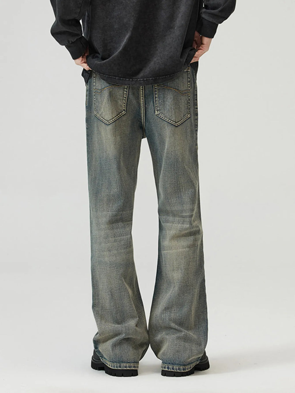 Men's Full Size Vintage Wash Wide Leg Jeans Plus Size