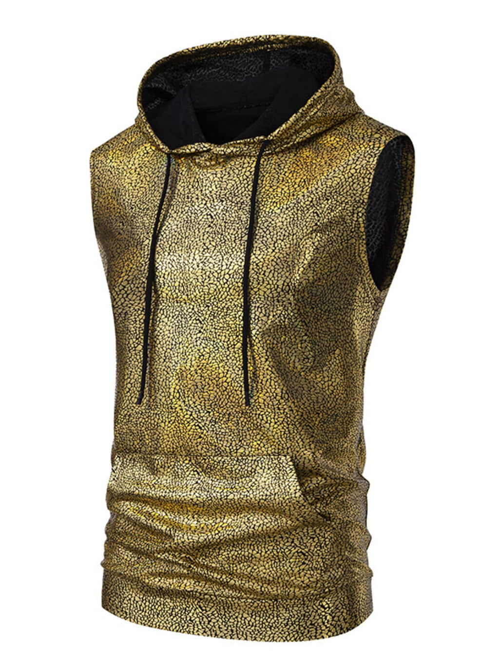Men's Drawstring Sleeveless Hooded Top