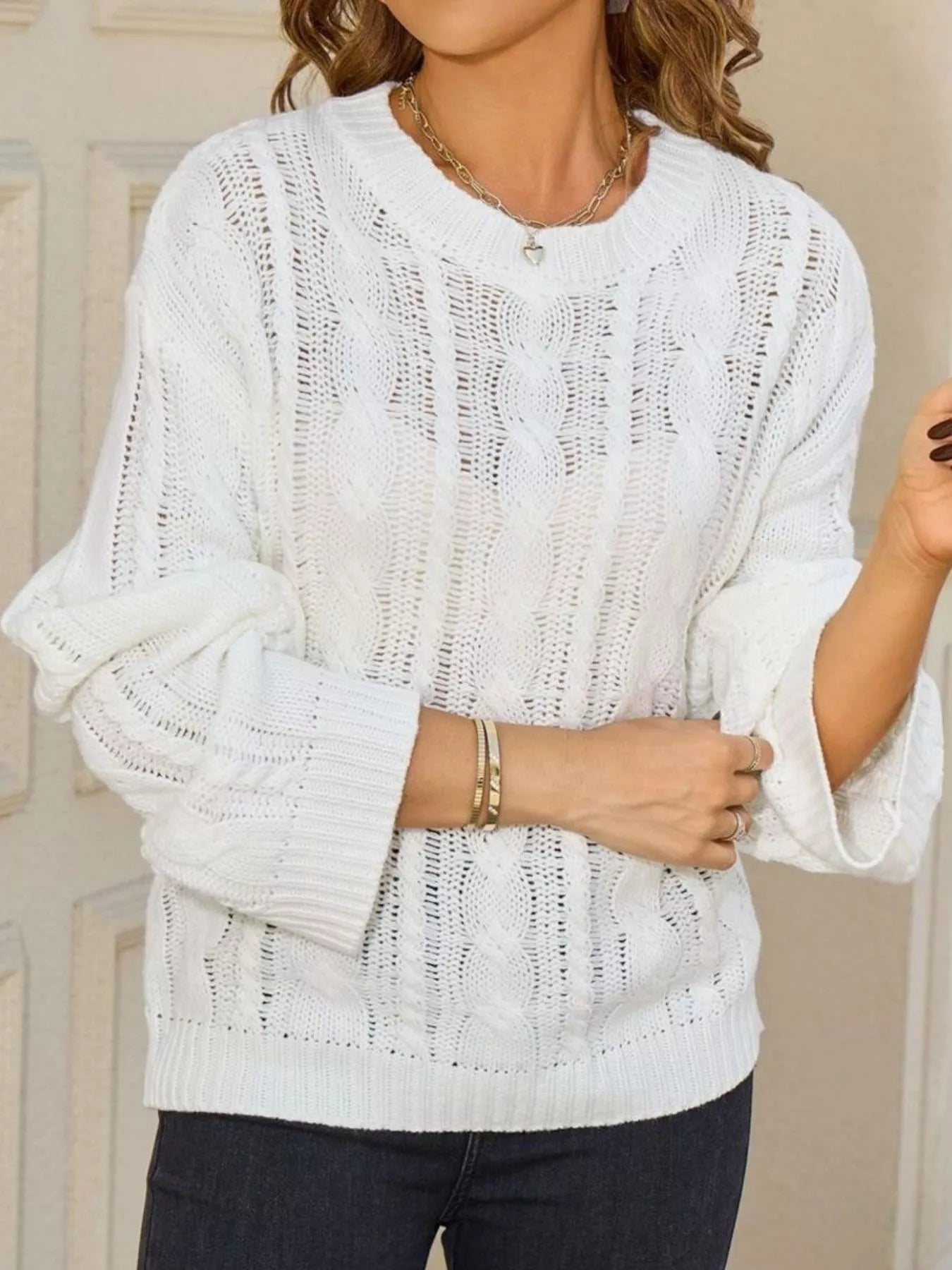 Cable Knit Long Sleeve Sweater