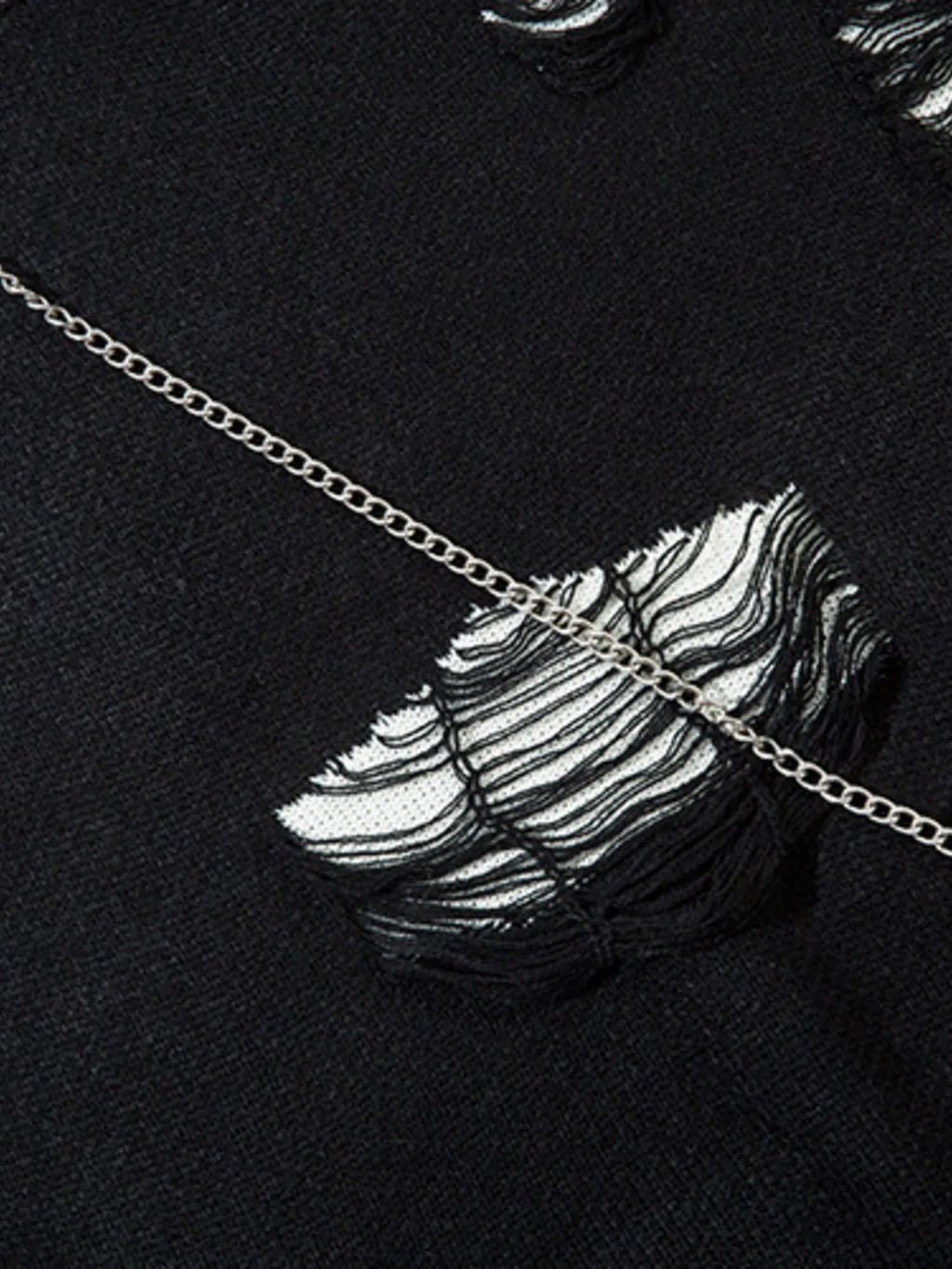 Men's Distressed Chain Detail Oversized Sweater