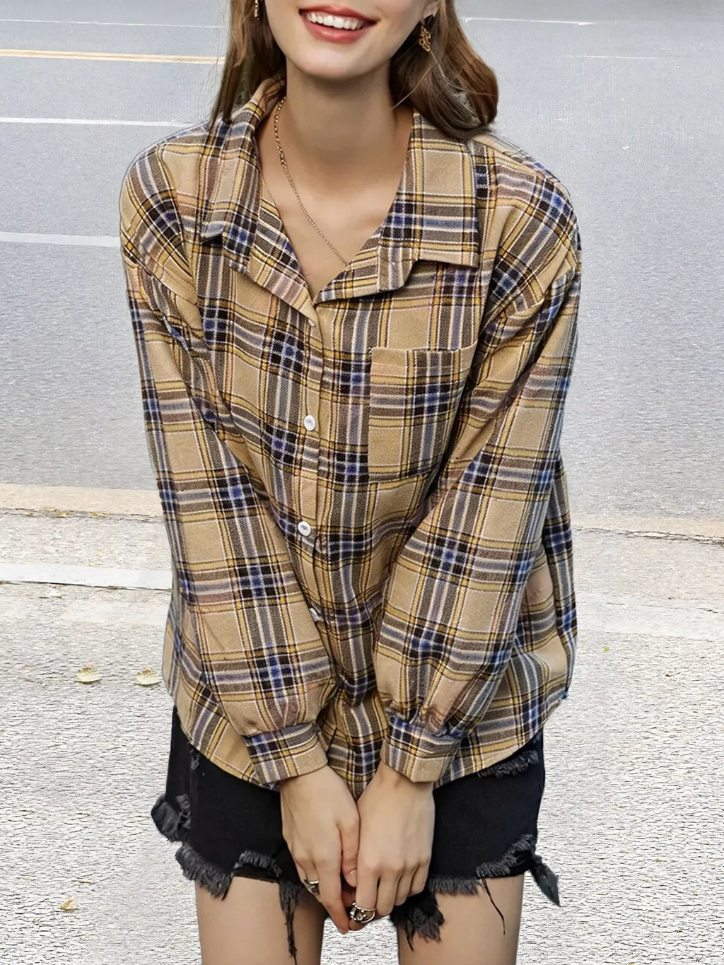 Plaid Button Up Long Sleeve Shirt