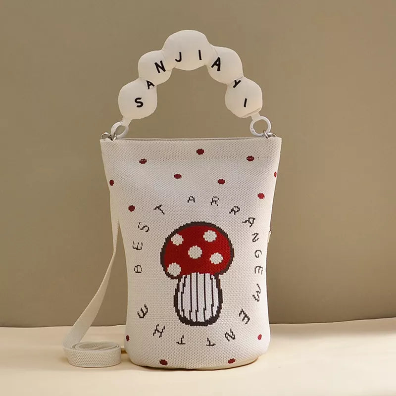 Bucket Crossbody Bag with Beaded Handle