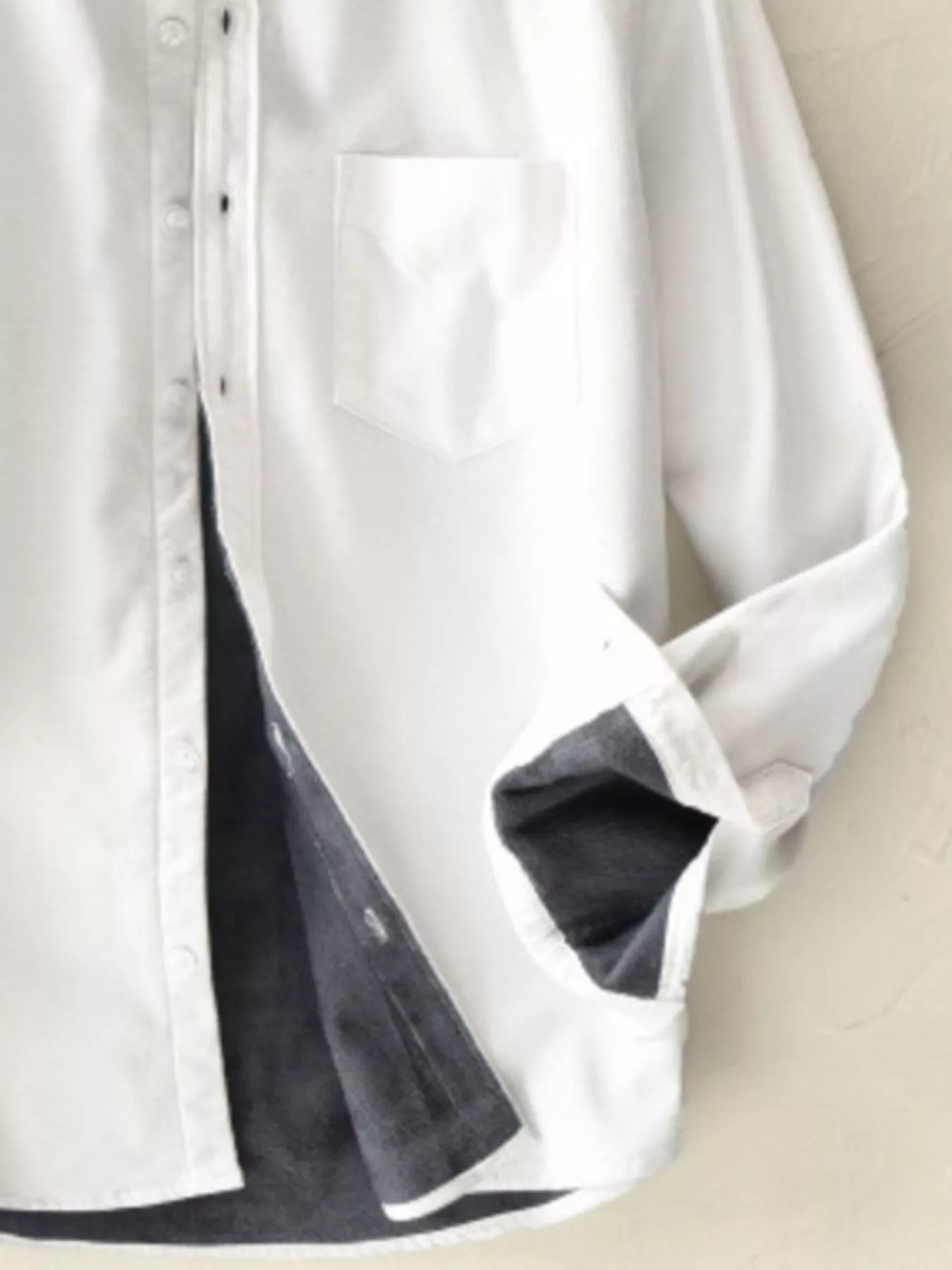Men's Plus Size Casual Fleece Lined Button Up Shirt