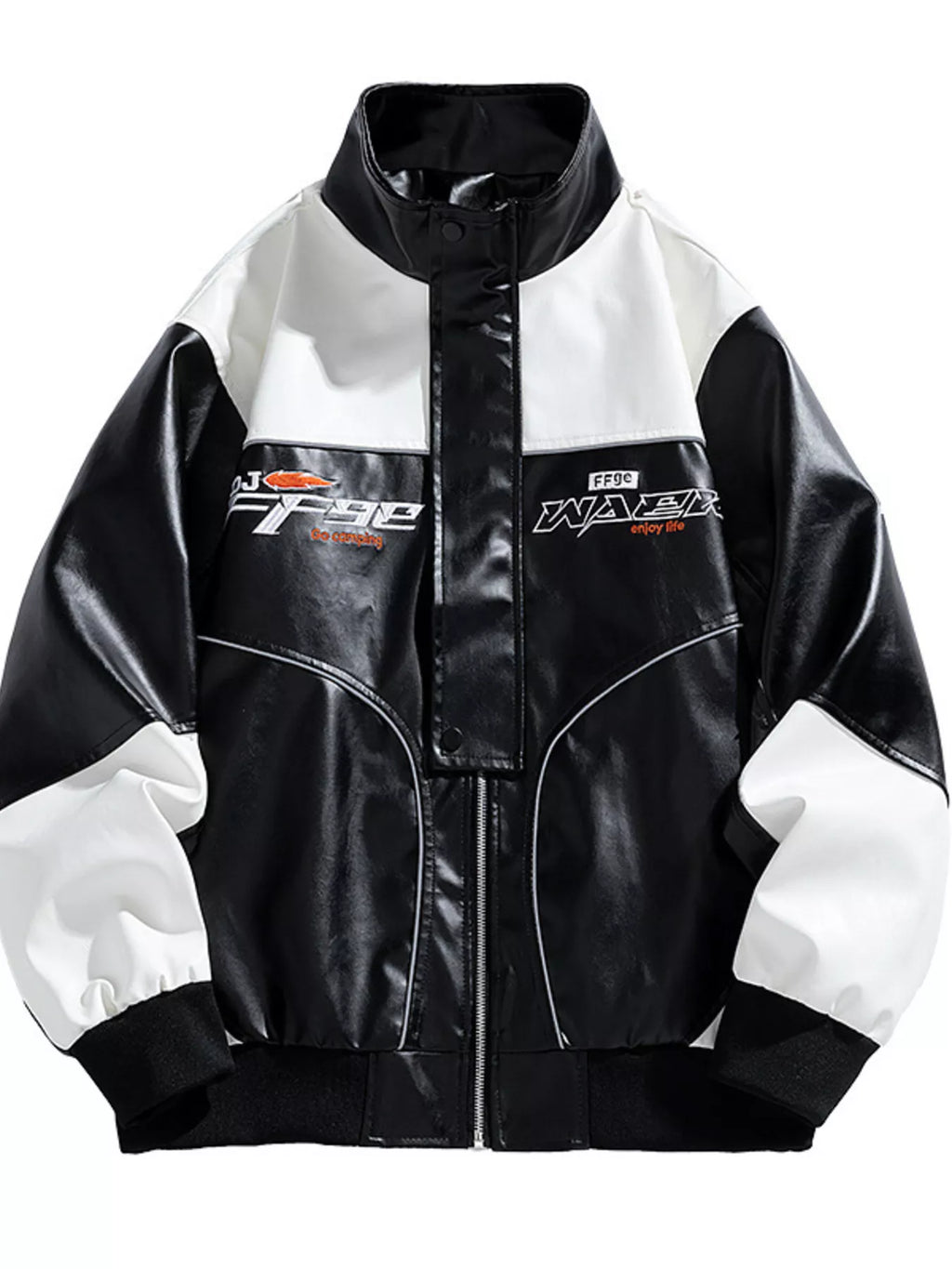 Men's Plus Size Racing Style Leather Jacket