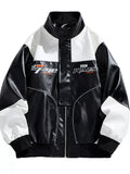 Men's Plus Size Racing Style Leather Jacket