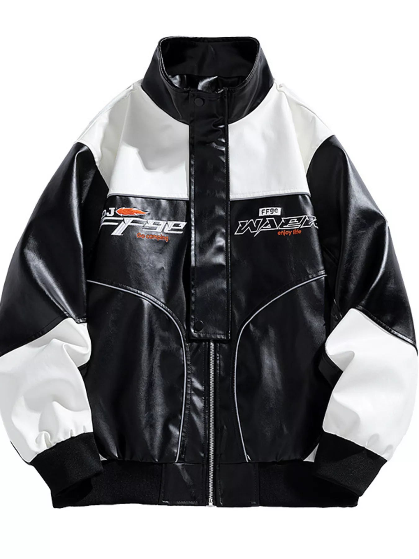 Men's Plus Size Racing Style Leather Jacket