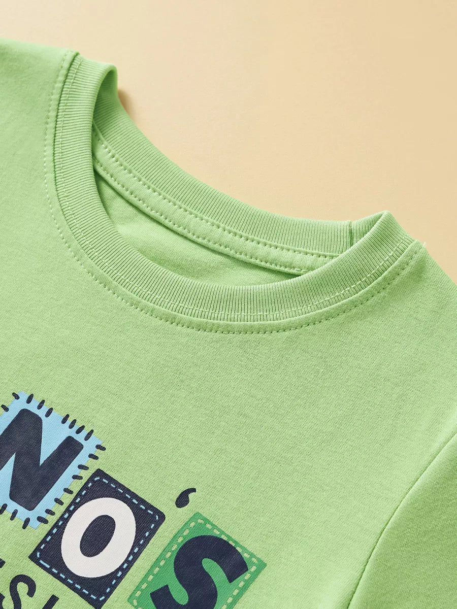 Children's Dino Island Graphic T-shirt and Plaid Shorts Set