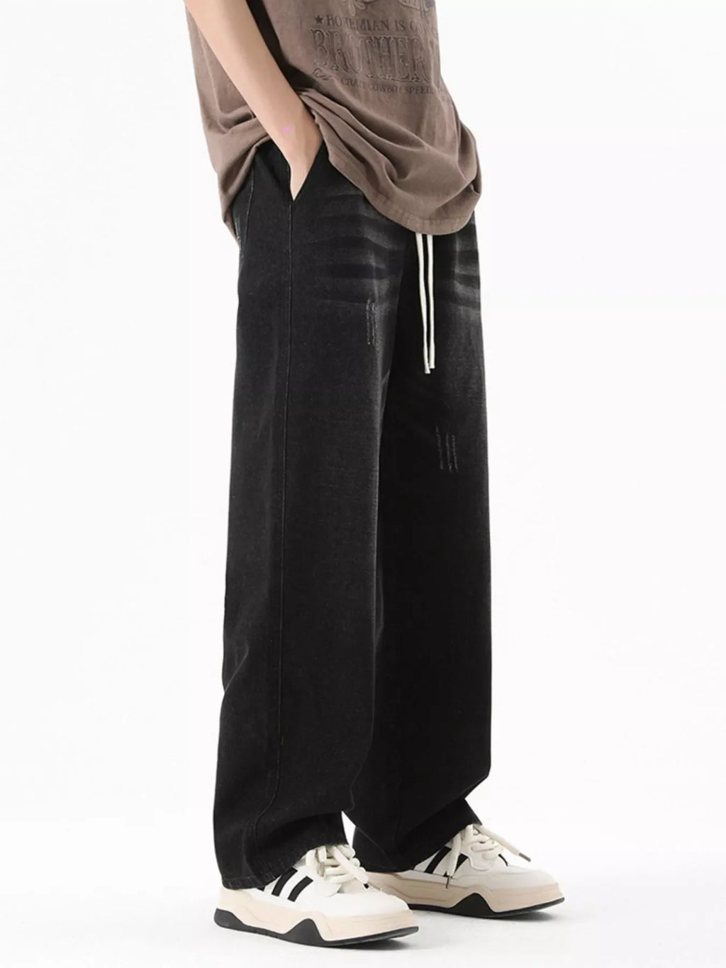 Men's Full Size Vintage Wash Wide Leg Jeans Plus Size