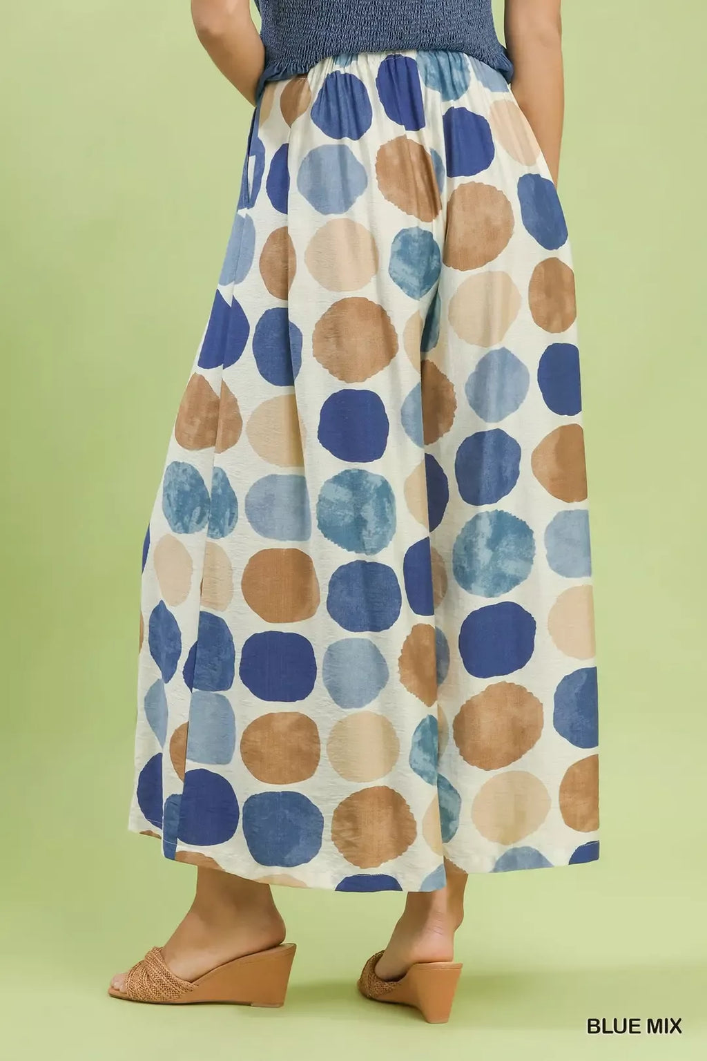 Umgee Dot Print Wide Leg Pants