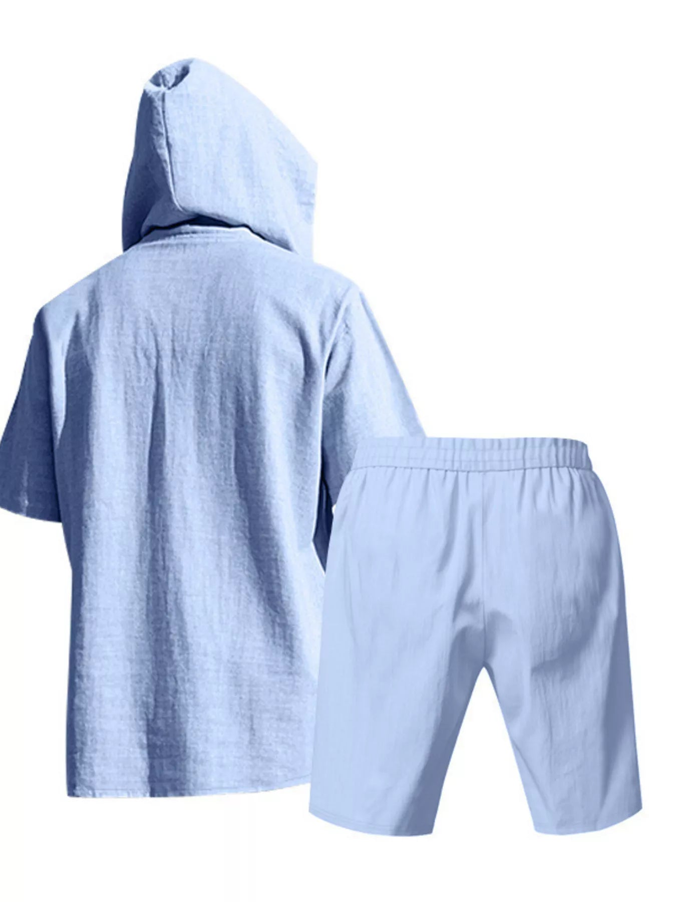 Men's Full Size Casual Short Sleeve Hooded Top & Shorts Set Plus Size