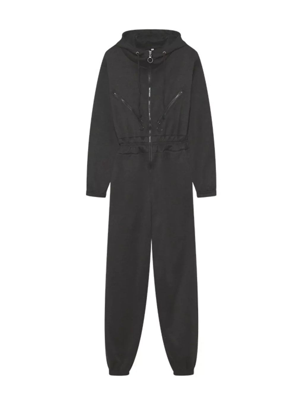 Hooded Zip-Up Long Sleeve Jumpsuit