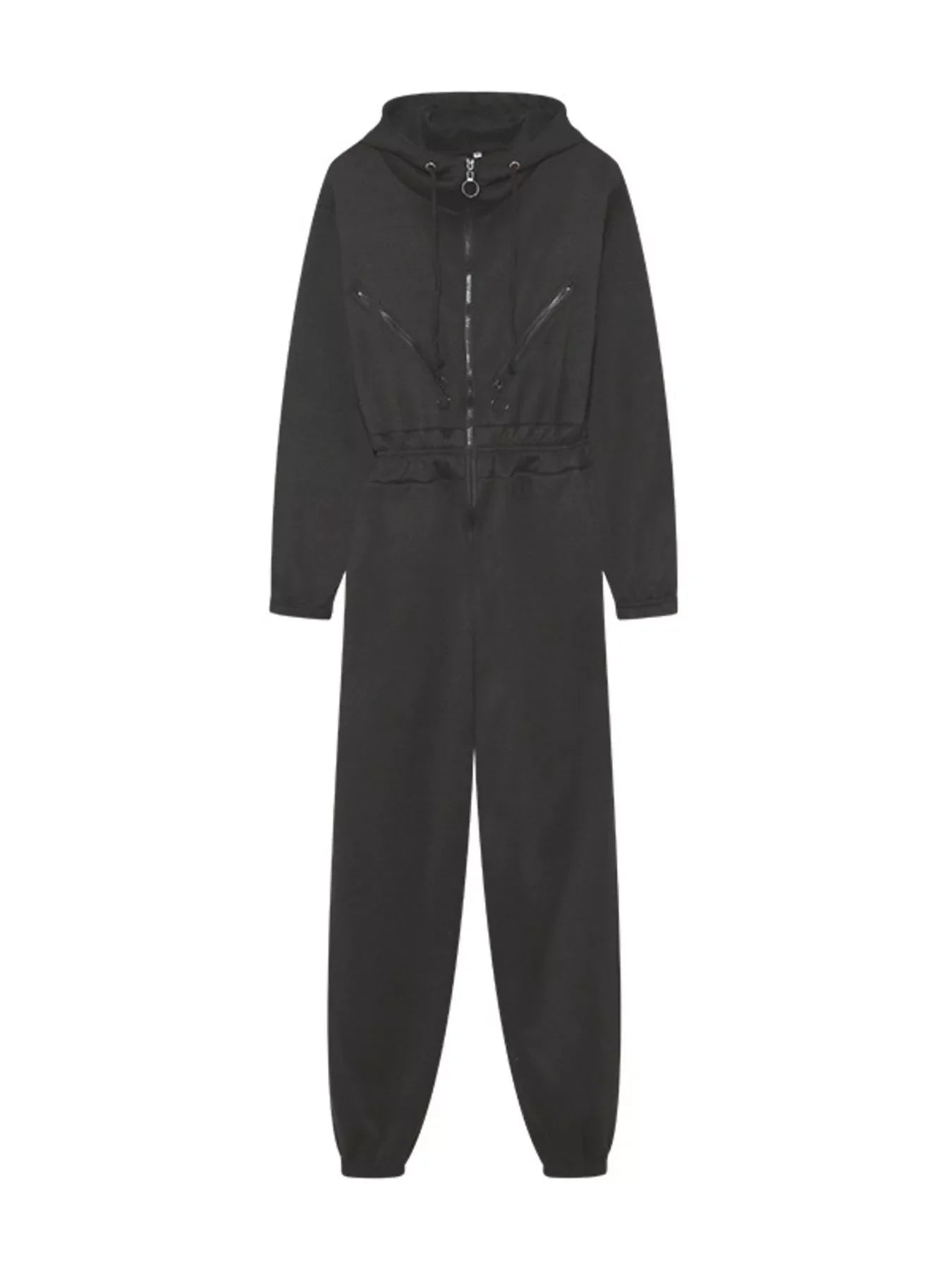 Hooded Zip-Up Long Sleeve Jumpsuit