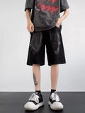 Men's Plus Size Wash Denim Shorts with Pockets