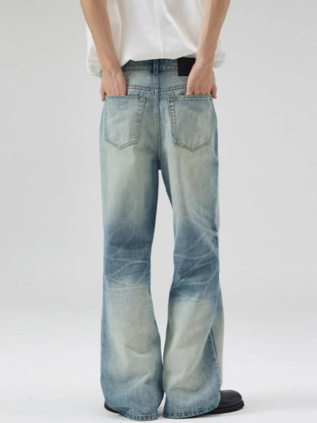 Men's Full Size Vintage Wash Wide Leg Jeans Plus Size