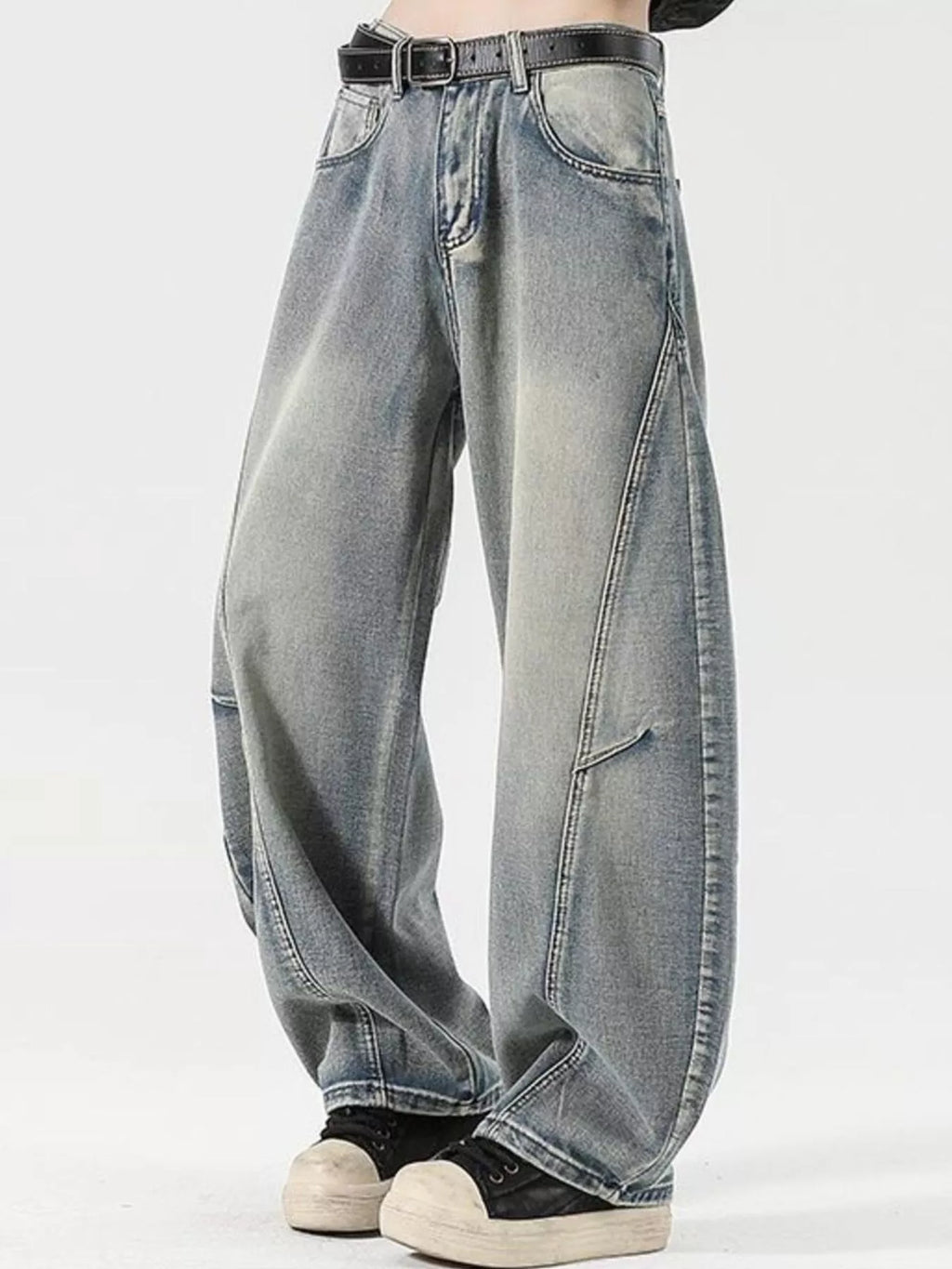 Men's Full Size Washed Wide Leg Jeans Plus Size