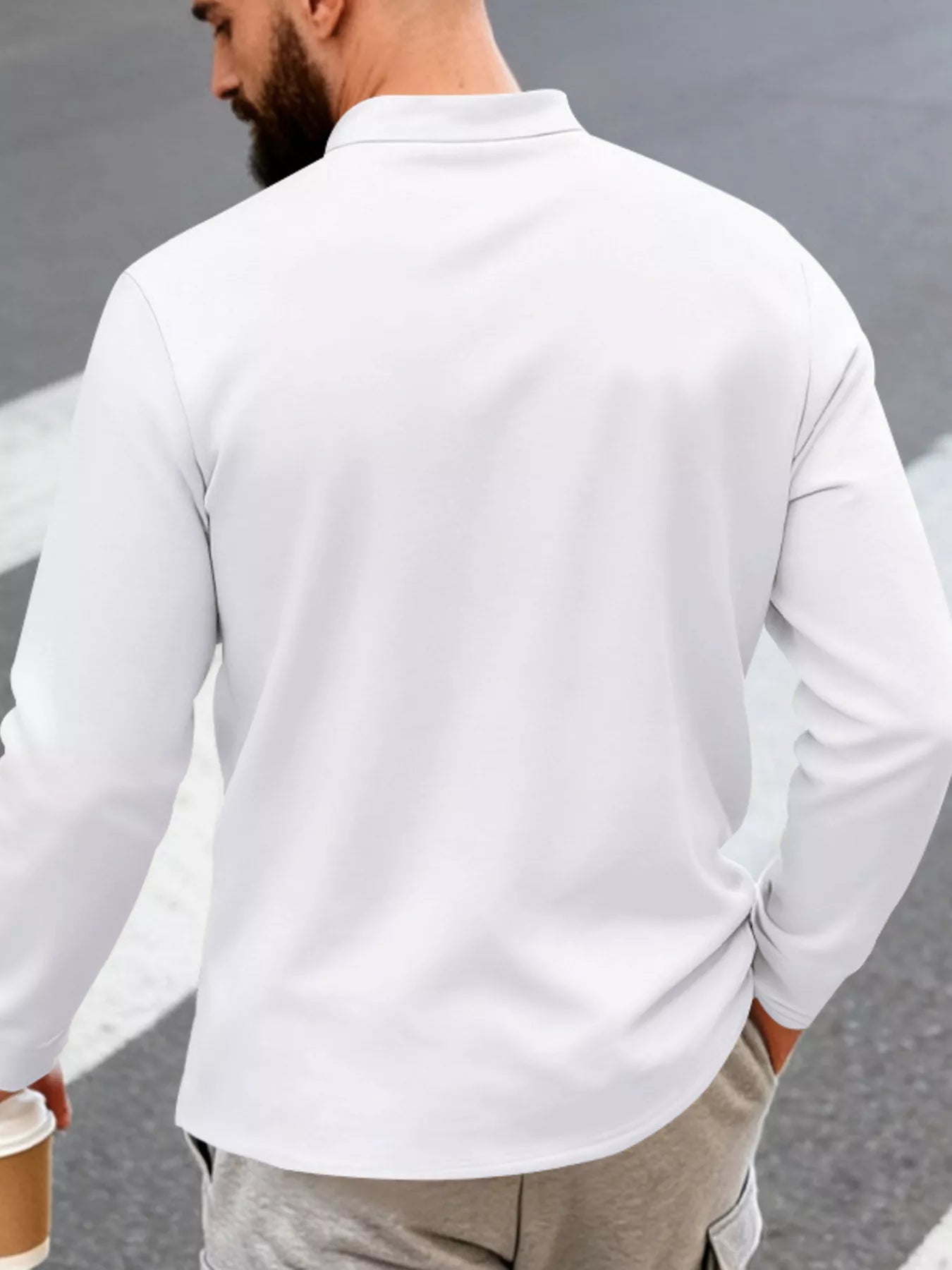 Men's Full Size Button Detail Long Sleeve Shirt Plus Size