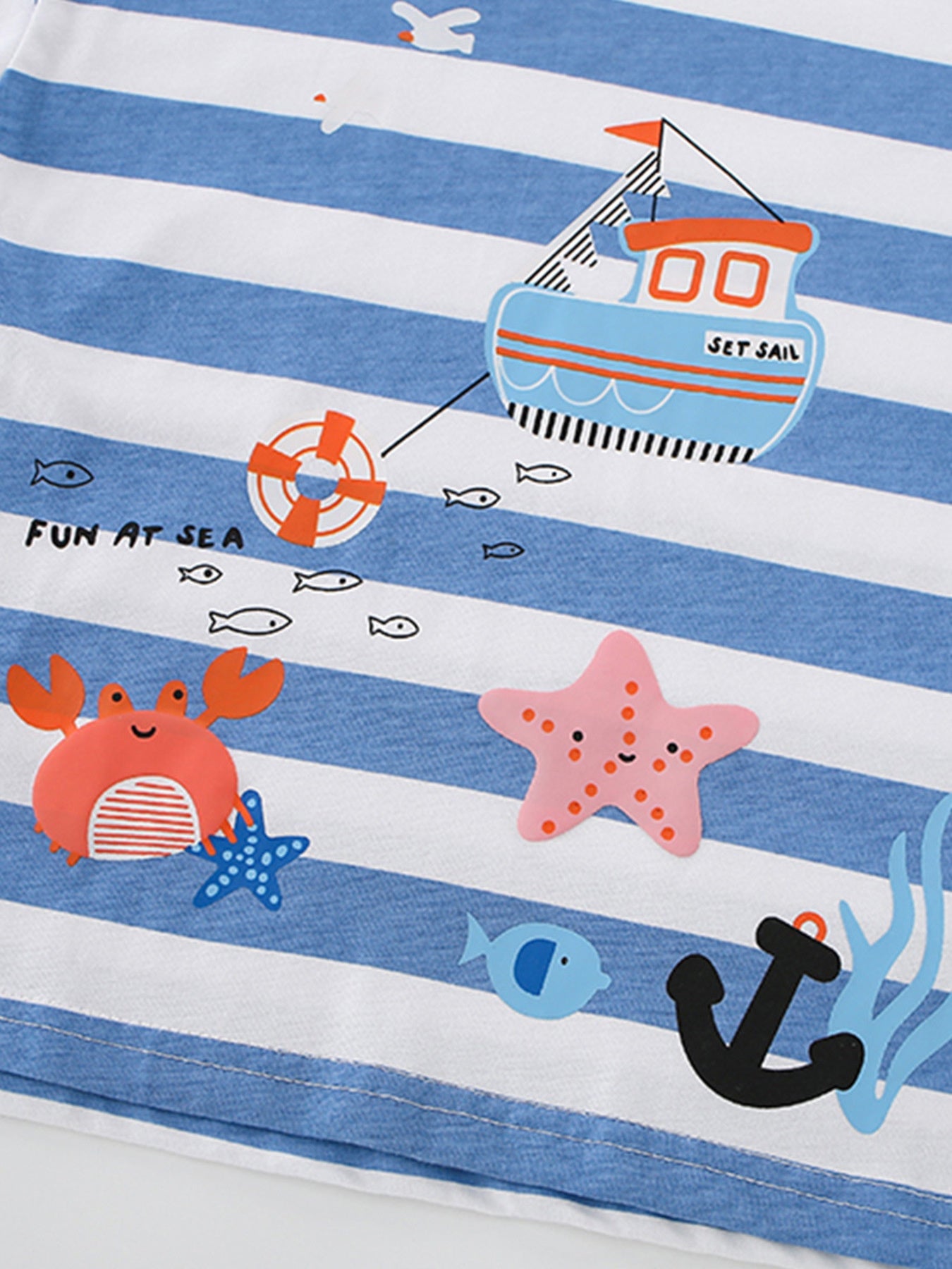 Children's Striped Printed Round Neck T-Shirt
