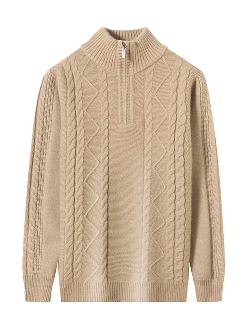Men's Plus Size Cable Knit Quarter-Zip Sweater